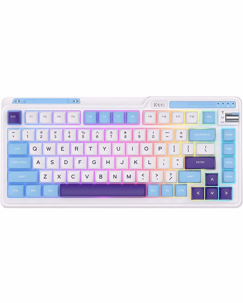 Бездротова клавіатура KZZI K75 Lite UA/ENG (Rainbow Switch) Blue Sea (6935280824654)